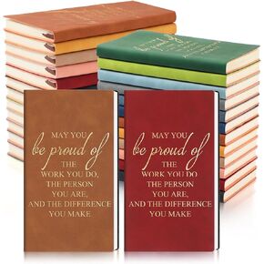 Ctosree 24 Pack Thank You Gifts A6 Leather Journal Bulk May You Be Proud of The Work Sign Appreciation Employee Gifts Notebook Small Notepad Inspirational Gift for Employee Women Men Coworker Office