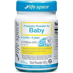 Life-Space 60 Grams, for 0-36 Month Baby, 7.5 Billion CFU & Multi Strain, Balance Microflora, Supports Digestive Health & Nutrient Absorption & Immunity, No Refrigeration Probiotic Powder for Baby