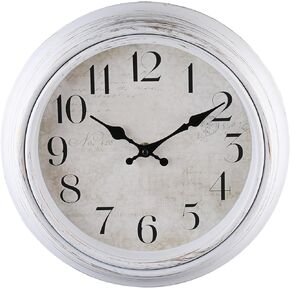 WOOPHEN Retro Wall Clock, Battery Operated 10 Inch Silent Wall Clocks Antique Clock Vintage Decorative for Kitchen Bedroom Living Room Office (Silver)