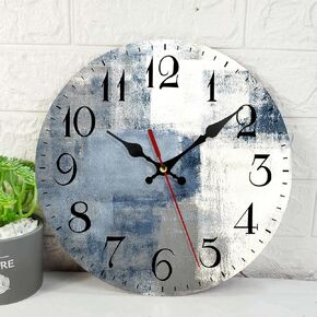 ArtSocket Wooden Wall Clock Silent Non-Ticking, Rainbow Round Circular Space Circle Multicolor Round Rustic Wall Clocks Decor for Home Kitchen Living Room Office, Battery Operated(12 Inch)