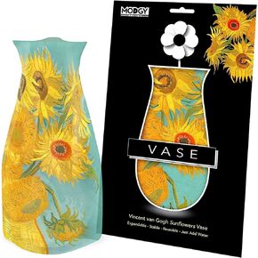 MODGY Expandable Flower Vase Plastic Decorative Modern Vases for Flowers Centerpieces Dining Table Decor Living Room Bathroom Wedding Office, Van Gogh Sunflowers