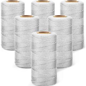 Amylove 6 Roll Mason Nylon String 500 Feet Nylon Braided Twine String Heavy Duty Outdoor Twine Rope Hanging Masonry Lines for Construction DIY Project Gardening (Black White)