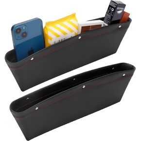 2-Pack Car Seat Gap Filler, PU Full Leather Car Seat Console Organizer, Car Pocket Organizer, Car Interior Accessories, For storing keys, coins, phones, cards, pens