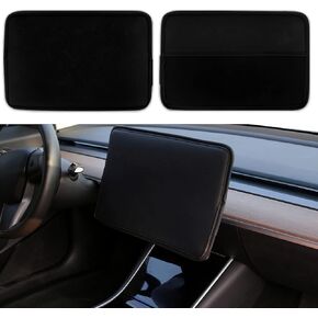 Screen Protector Cover Compatible with Tesla Model 3 Model Y Center Console Display Cover Folding Sun Shade Sleeve Screen Protection from Scratch, Dust, Heat Tesla Interior Accessories (Black)