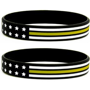 Thin Yellow Line Flag Wristbands (6-pack) - Dispatcher Accessories and Gifts for Police, Fire and Ambulance Dispatchers - 6 Silicone Rubber Bracelets for Men and Women in Kuwait