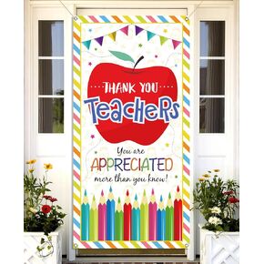 Nepnuser Thank You Teachers Door Cover May Teacher Appreciation Week Party Decoration School Classroom Front Door Hanging Banner