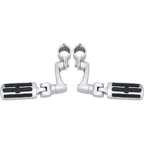 1", 1.25" Highway Footpegs,Adjustable Highway Peg for Harley Touring Softail Dyna Sportster Honda Kawasaki Suzuki Yamaha Indian Victory with 1", 1-1/4",22-35mm Engine Guards/Tubing,Chrome