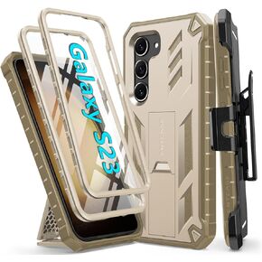 FNTCASE for Samsung Galaxy S23 Case: Heavy Duty Rugged Shockproof Protective Cover with Belt-Clip Holster & Kickstand | Military Grade Protection Rugged Phone Case for Galaxy S23 6.1 inch (Black)