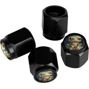 أغطية جذعية لصمامات إطارات الضفدع اللطيفة، أغطية صمامات إطارات جذعية سوداء من الألومنيوم أغطية جذعية عالمية للسيارات وسيارات الدفع الرباعي والشاحنات والدراجات والدراجات النارية والدراجات (4 عبوات) in Kuwait