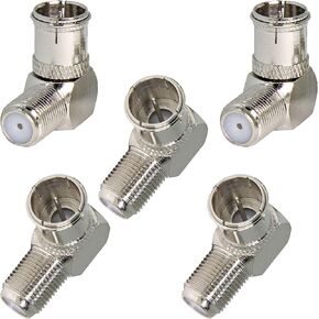Right Angle Coax Quick TV Connector, 5 Pack F Type Male to Female Push On Plug Adapter Convertor, for Wall Plate, Antenna, Coaxial Cable, RV Satellite Receiver in Kuwait