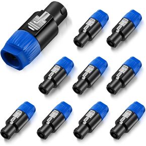 10 Pack NL4FC Speaker Adapter Connectors Cable Head, 4 Pole Audio Speaker Plug Twist Lock Compatible with Speakon, NL4FX, NLT4X, Adapter