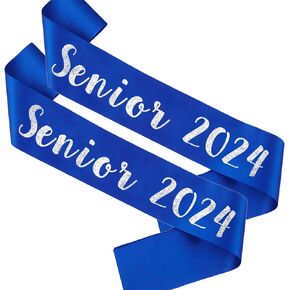 2 PCS Senior 2024 Sash, Glitter Silver Letter Hot Pink Class of 2024 Graduation Sashes, Finally Graduated Cheer Celebration Party Decorations