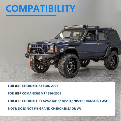 تمت ترقيته لمجموعة ربط حقيبة النقل Jeep المتوافقة مع مجموعات 1986-2001 Jeep Cherokee XJ Comanche MJ AW4 AX15 وNP231 NP242، ولا تناسب Grand Cherokee (ZJ أو WJ) تحولات علبة النقل المصنوعة من الفولاذ المقاوم للصدأ in Saudi Arabia