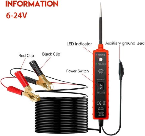 Automotive Power Circuit Probe Tester 6-24V Automobile Power Circuit Diagnostic Tool Short Circuit Tester, Auto Electrical System Diagnostic Cable Table Identification Continuity Tester in Saudi Arabia