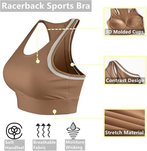 Lemedy Racerback Molded Cup Crop Tank Tops High Impact Yoga Sports Bra in Saudi Arabia