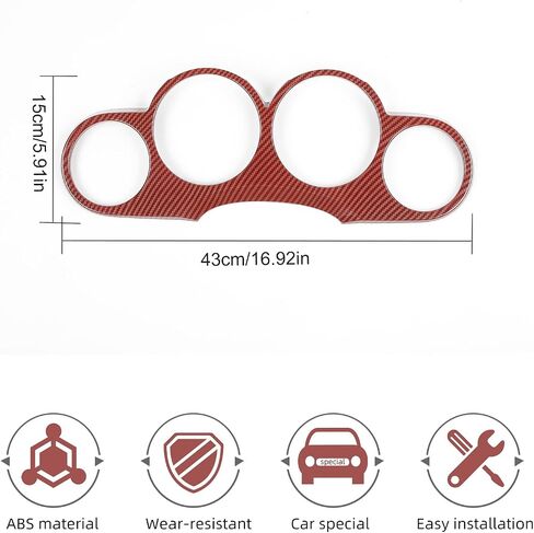 Linskip Meter Hood Cover Compatible with Dodge Challenger 2009 2010 2011 2012 2013 2014, Challenger Dash Board Panel Trim, Challenger Interior Accessories(red carbon fiber) in Saudi Arabia