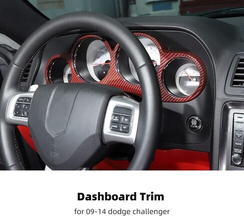 Linskip Meter Hood Cover Compatible with Dodge Challenger 2009 2010 2011 2012 2013 2014, Challenger Dash Board Panel Trim, Challenger Interior Accessories(red carbon fiber) in Saudi Arabia