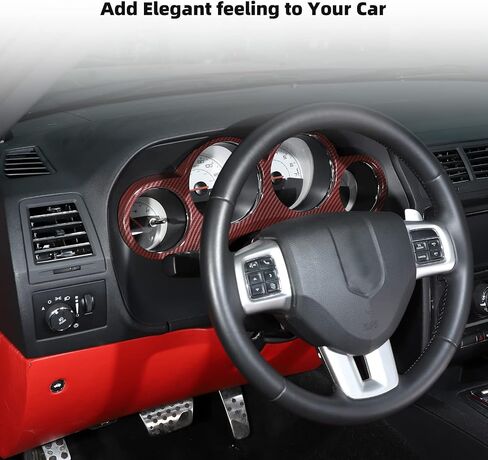 Linskip Meter Hood Cover Compatible with Dodge Challenger 2009 2010 2011 2012 2013 2014, Challenger Dash Board Panel Trim, Challenger Interior Accessories(red carbon fiber) in Saudi Arabia