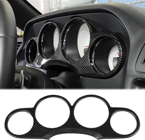 Linskip Meter Hood Cover Compatible with Dodge Challenger 2009 2010 2011 2012 2013 2014, Challenger Dash Board Panel Trim, Challenger Interior Accessories(red carbon fiber) in Saudi Arabia