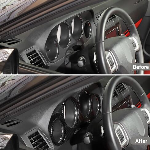 Linskip Meter Hood Cover Compatible with Dodge Challenger 2009 2010 2011 2012 2013 2014, Challenger Dash Board Panel Trim, Challenger Interior Accessories(red carbon fiber) in Saudi Arabia