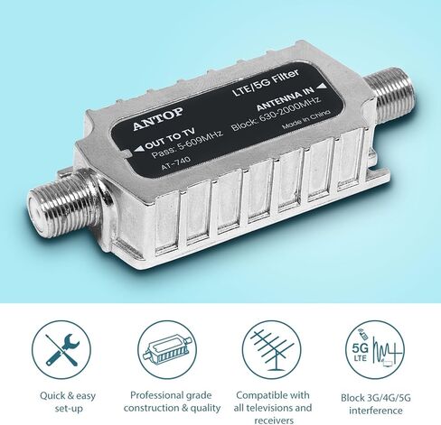مرشح LTE لهوائي التلفزيون - مرشحات إشارة 4G 5G LTE لتقليل التداخل والتقطيع لاستقبال واضح - مرشح هوائي التلفزيون (AT-740) in Kuwait