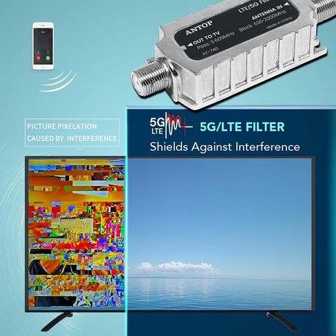 مرشح LTE لهوائي التلفزيون - مرشحات إشارة 4G 5G LTE لتقليل التداخل والتقطيع لاستقبال واضح - مرشح هوائي التلفزيون (AT-740) in Kuwait