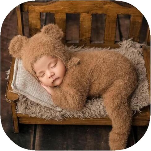 Honra Orraphtstu Baby Photoshoots Props Newborn Photography Outfits Boys Girls Photo Posing Footed Romper Bonnet in Kuwait
