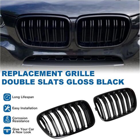 F25 Grille - M Color Front Bumper Kidney Grill Compatible with X3 2011 2012 2013 F25 Double Slats Grill（2 PCS） in Saudi Arabia