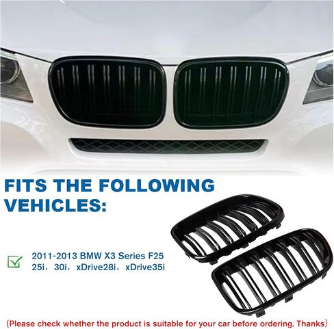 F25 Grille - M Color Front Bumper Kidney Grill Compatible with X3 2011 2012 2013 F25 Double Slats Grill（2 PCS） in Saudi Arabia