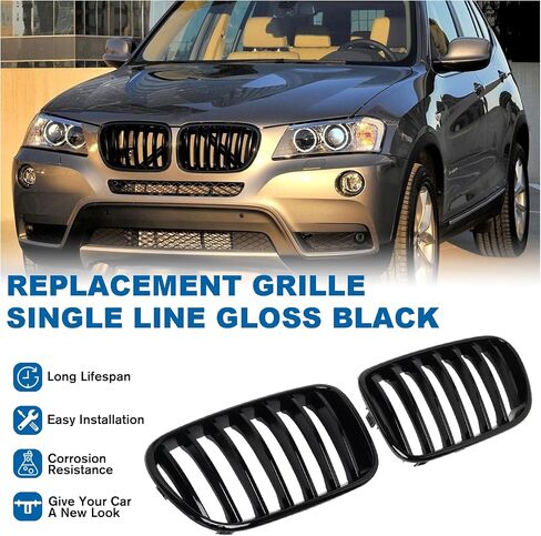 F25 Grille - M Color Front Bumper Kidney Grill Compatible with X3 2011 2012 2013 F25 Double Slats Grill（2 PCS） in Saudi Arabia