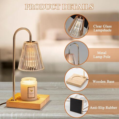 Dimmable Candle Warmer Lamp with Timer, Candle Melting Lamp for Jar Candles, No Flame Top-Down Light Heat Melting Wax, Top Candle Lamp with 2 Bulbs in Kuwait