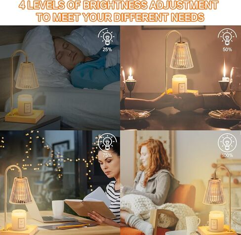 Dimmable Candle Warmer Lamp with Timer, Candle Melting Lamp for Jar Candles, No Flame Top-Down Light Heat Melting Wax, Top Candle Lamp with 2 Bulbs in Kuwait