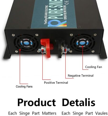 WZRELB 1000W 48V 120V محول طاقة موجة جيبية نقية مع 2 منافذ تيار متردد، عاكس السيارة in Kuwait