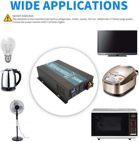 WZRELB 1000W 48V 120V محول طاقة موجة جيبية نقية مع 2 منافذ تيار متردد، عاكس السيارة in Kuwait