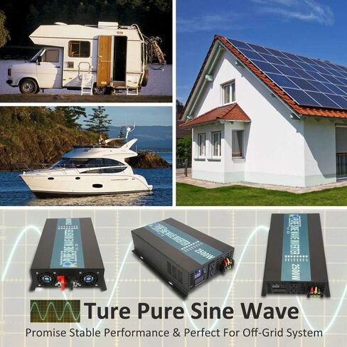 WZRELB 1000W 48V 120V محول طاقة موجة جيبية نقية مع 2 منافذ تيار متردد، عاكس السيارة in Kuwait
