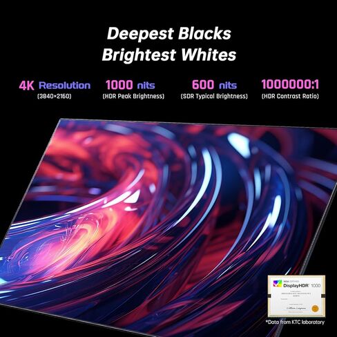 شاشة LED صغيرة مقاس 32 بوصة بدقة 4K، IPS سريعة، شاشة ألعاب MPRT HDR1000 144 هرتز 1 مللي ثانية، النوع C 45 وات، HDMI/DP/USB، ضوء RGB، ضبط الدوران/الارتفاع/الإمالة، VESA، شاشة كمبيوتر للألعاب والمصمم in Kuwait