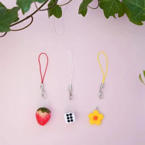 14PCS Cell Phone Charm Strap Kawaii Accessories Cute Keychain Lanyard String Charm in Kuwait