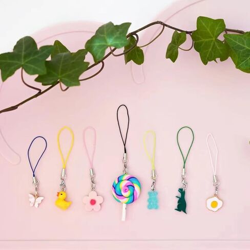 14PCS Cell Phone Charm Strap Kawaii Accessories Cute Keychain Lanyard String Charm in Kuwait