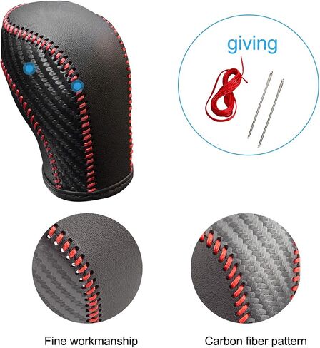 Auto Car Leather Gear Shift Knob Cover for Golf Jetta Passat Tiguan Atlas Beetle GLI Eos CC Golf TDI E-Golf Golf Sportwagen Jetta Hybrid Golf R Golf GTI Jetta Accessories (red) in Saudi Arabia