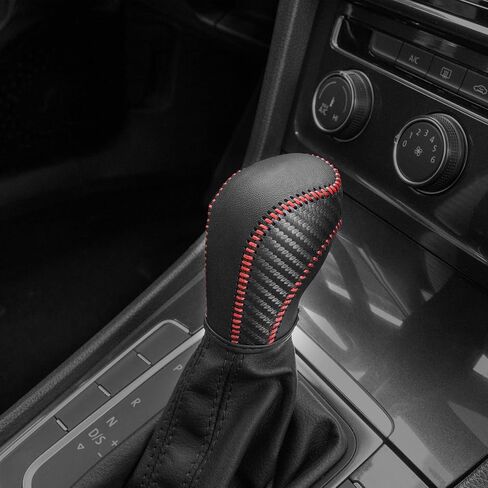 Auto Car Leather Gear Shift Knob Cover for Golf Jetta Passat Tiguan Atlas Beetle GLI Eos CC Golf TDI E-Golf Golf Sportwagen Jetta Hybrid Golf R Golf GTI Jetta Accessories (red) in Saudi Arabia