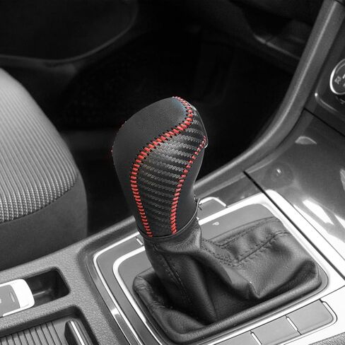 Auto Car Leather Gear Shift Knob Cover for Golf Jetta Passat Tiguan Atlas Beetle GLI Eos CC Golf TDI E-Golf Golf Sportwagen Jetta Hybrid Golf R Golf GTI Jetta Accessories (red) in Saudi Arabia