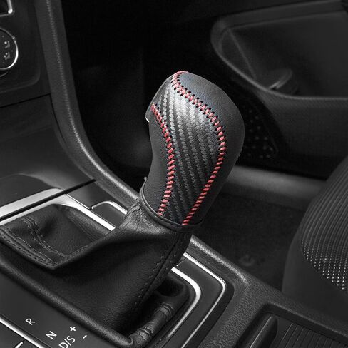 Auto Car Leather Gear Shift Knob Cover for Golf Jetta Passat Tiguan Atlas Beetle GLI Eos CC Golf TDI E-Golf Golf Sportwagen Jetta Hybrid Golf R Golf GTI Jetta Accessories (red) in Saudi Arabia