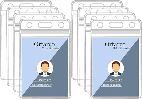 Ortarco 8 Pack حامل شارات الهوية، حامل بطاقات الهوية PVC الشفاف مقاوم للماء للمكتب والمدرسة 2.6 3.55 بوصة داخلي in Kuwait