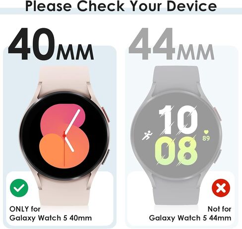 EWUONU [2Pack] Screen Protector Case for Samsung Galaxy Watch 5/Galaxy Watch 4 40mm 44mm, Tempered Glass Film Hard PC Case Protective Cover for Galaxy Watch 5/4 (44mm, Black+Silver) in Saudi Arabia