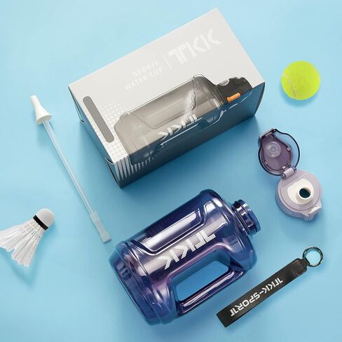 TKK إبريق زجاجة ماء نصف جالون مع علامة وقت القش وزجاجة مياه كبيرة آمنة للاستخدام في غسالة الأطباق 1/2 جالون 64 أونصة زجاجة مياه إبريق تريتان خالي من BPA لصالة الألعاب الرياضية واليوجا والسفر والتخييم في الهواء الطلق، أسود in Kuwait