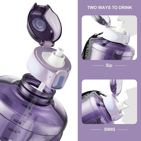 TKK إبريق زجاجة ماء نصف جالون مع علامة وقت القش وزجاجة مياه كبيرة آمنة للاستخدام في غسالة الأطباق 1/2 جالون 64 أونصة زجاجة مياه إبريق تريتان خالي من BPA لصالة الألعاب الرياضية واليوجا والسفر والتخييم في الهواء الطلق، أسود in Kuwait