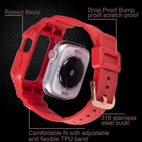 أحزمة متوافقة مع Apple Watch 38mm/40mm/41mm، M1 Sport Series غطاء واقٍ متين لحزام ساعة Apple وحافظة واقية مدمجة in Saudi Arabia