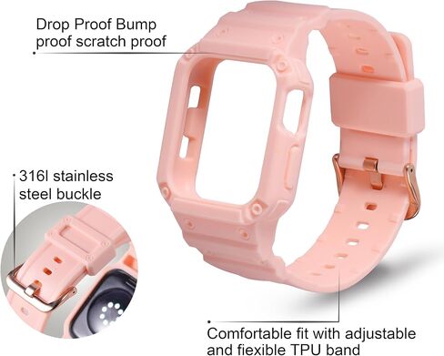 أحزمة متوافقة مع Apple Watch 38mm/40mm/41mm، M1 Sport Series غطاء واقٍ متين لحزام ساعة Apple وحافظة واقية مدمجة in Saudi Arabia