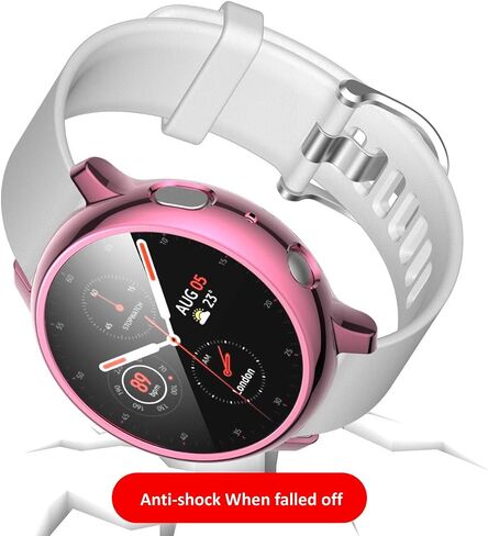 متوافق مع حافظة Samsung Galaxy Watch Active 2 مع واقي شاشة صلب عالي الدقة، غطاء حماية كامل رفيع من الصدمات لساعة Galaxy Watch Active2 (أسود، 40 ملم لـ Active2) in Kuwait