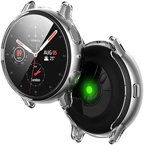 متوافق مع حافظة Samsung Galaxy Watch Active 2 مع واقي شاشة صلب عالي الدقة، غطاء حماية كامل رفيع من الصدمات لساعة Galaxy Watch Active2 (أسود، 40 ملم لـ Active2) in Kuwait